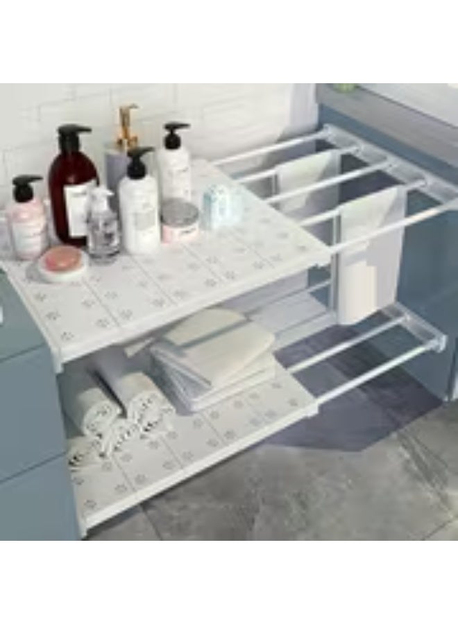 إيروريكس طقم 3 رفوف تخزين قابلة للتعديل – تصميم قابل للتوسعة موفر للمساحة مع لوح ثابت وقطعتين للتوسيع، مصنوع من مواد متينة، مناسب لتنظيم الخزانة والمطبخ والحمام، رف تخزين متعدد الطبقات ومعلق - Image 2