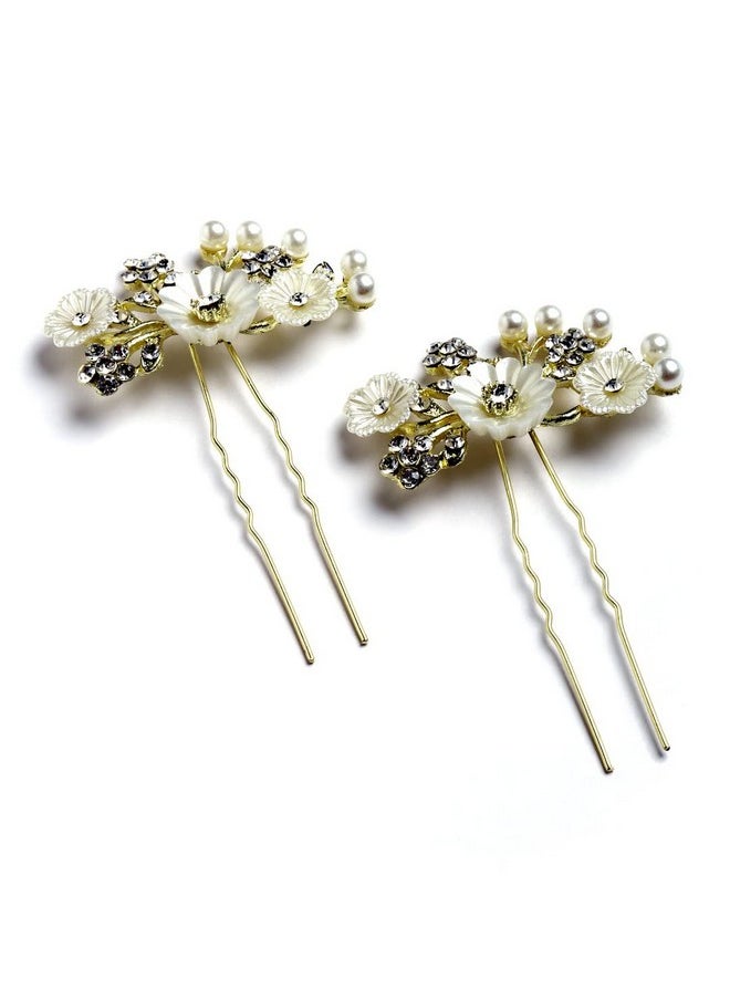 Vogue Hair Accessories Off White Metal Shell Juda Hair Pins Hair Clip Hair Accessories For Women & Girls(Shell Juda Pin Set -2)  - Image 1