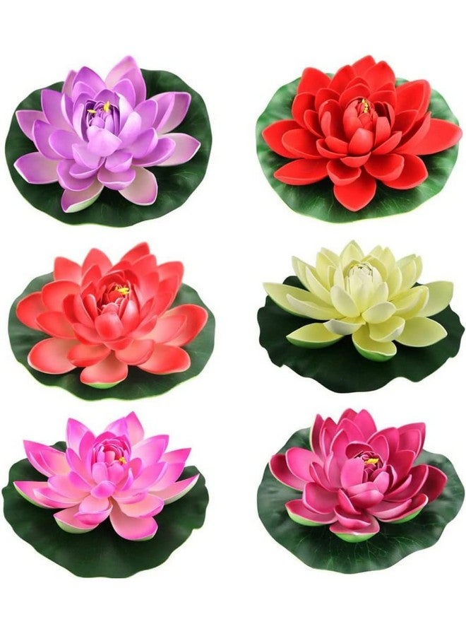 VRB Dec VRB Dec™ Pack of 6 Pcs Artificial Big Foam Lotus Flower Fake Foam Water Floating Flowers for Pooja Thali Festival and Events Outdoor Indoor Home Decoration and Craft (Multi-Pack of 6 Pcs)  - Image 4