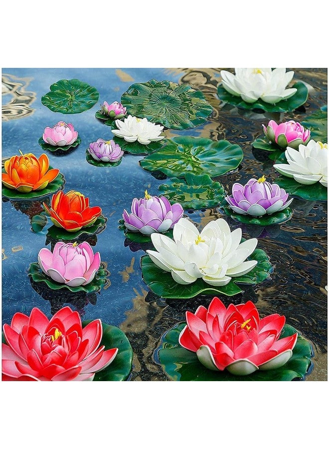 VRB Dec VRB Dec™ Pack of 6 Pcs Artificial Big Foam Lotus Flower Fake Foam Water Floating Flowers for Pooja Thali Festival and Events Outdoor Indoor Home Decoration and Craft (Multi-Pack of 6 Pcs)  - Image 5
