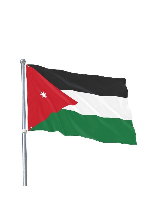 اي ار اس علم الأردن من ARS - ساتان 210D شديد التحمل، علم الأردن للاستخدام الخارجي/الداخلي، مقاوم للبهتان، يوم العلم، والمنزل - بوليستر، يوم الرياضة، كأس العالم FIFA - متوفر بحجم - Image 1