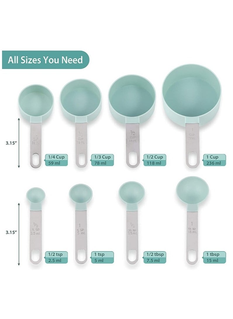 Generic - Measuring Spoons for Spices, Flour, Sugar, Salt - 8 Piece Measuring Cups and Spoons Set, Measuring Cups and Spoons with Stainless Steel Handle and Stackable Design for Measuring Dry or Liquid Ingredients, Measuring Set for Kitchen, Cooking, Baking - Measuring Spoons Set - Measuring Spoons Set with Stainless Steel Handles, Dosing Spoon, Measuring Cups Set for Kitchen, Cooking, Baking, Measuring Dry Liquids - Measuring Tools Standard Kitchen Measuring Cups Food Prep Supplies Measuring Salt, Sugar, Salt, Spices - Measuring Spoons for Spices - Measuring Spoons for Cooking - Image 1