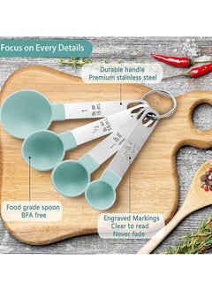 Generic Measuring Spoons for Spices, Flour, Sugar, Salt - 8 Piece Measuring Cups and Spoons Set, Measuring Cups and Spoons with Stainless Steel Handle and Stackable Design for Measuring Dry or Liquid Ingredients, Measuring Set for Kitchen, Cooking, Baking - Measuring Spoons Set - Measuring Spoons Set with Stainless Steel Handles, Dosing Spoon, Measuring Cups Set for Kitchen, Cooking, Baking, Measuring Dry Liquids - Measuring Tools Standard Kitchen Measuring Cups Food Prep Supplies Measuring Salt, Sugar, Salt, Spices - Measuring Spoons for Spices - Measuring Spoons for Cooking  - Image 3