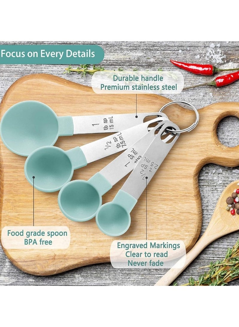 Generic - Measuring Spoons for Spices, Flour, Sugar, Salt - 8 Piece Measuring Cups and Spoons Set, Measuring Cups and Spoons with Stainless Steel Handle and Stackable Design for Measuring Dry or Liquid Ingredients, Measuring Set for Kitchen, Cooking, Baking - Measuring Spoons Set - Measuring Spoons Set with Stainless Steel Handles, Dosing Spoon, Measuring Cups Set for Kitchen, Cooking, Baking, Measuring Dry Liquids - Measuring Tools Standard Kitchen Measuring Cups Food Prep Supplies Measuring Salt, Sugar, Salt, Spices - Measuring Spoons for Spices - Measuring Spoons for Cooking - Image 1