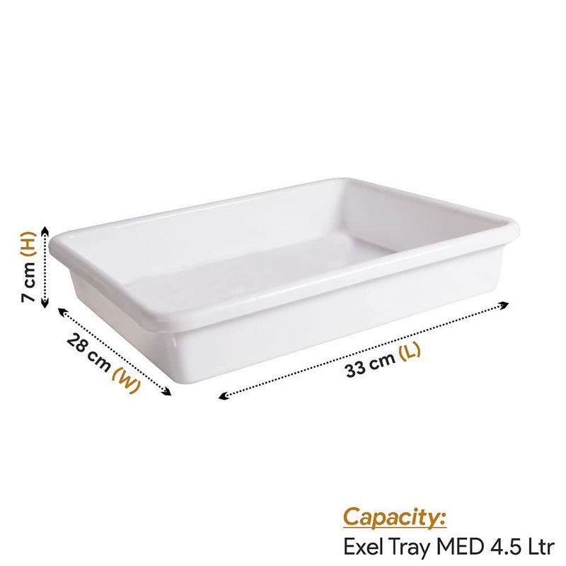Wonder Homeware Exel Medium Plastic Tray for Home/Kitchen/Office, Set of 3, 4.5 LTR, White Color, (White) - Image 2