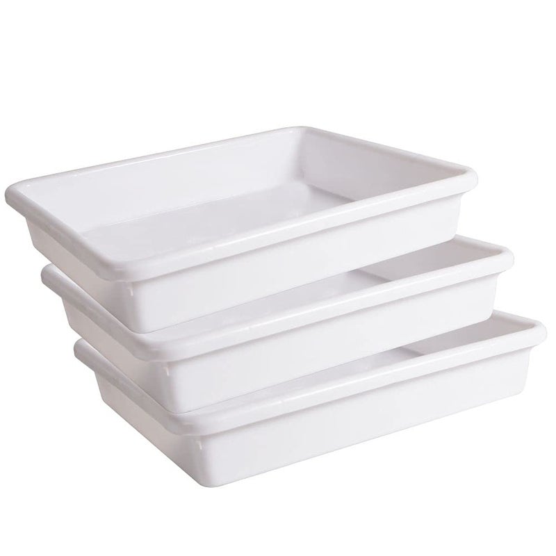 Wonder Homeware Exel Medium Plastic Tray for Home/Kitchen/Office, Set of 3, 4.5 LTR, White Color, (White) - Image 1