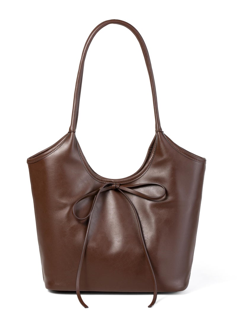 Avilego Vintage French Bow Tote Bag Large Capacity Hobo Bag Shoulder Bag Satchel Purse Chic Underarm Bag for Women Girls - Image 1