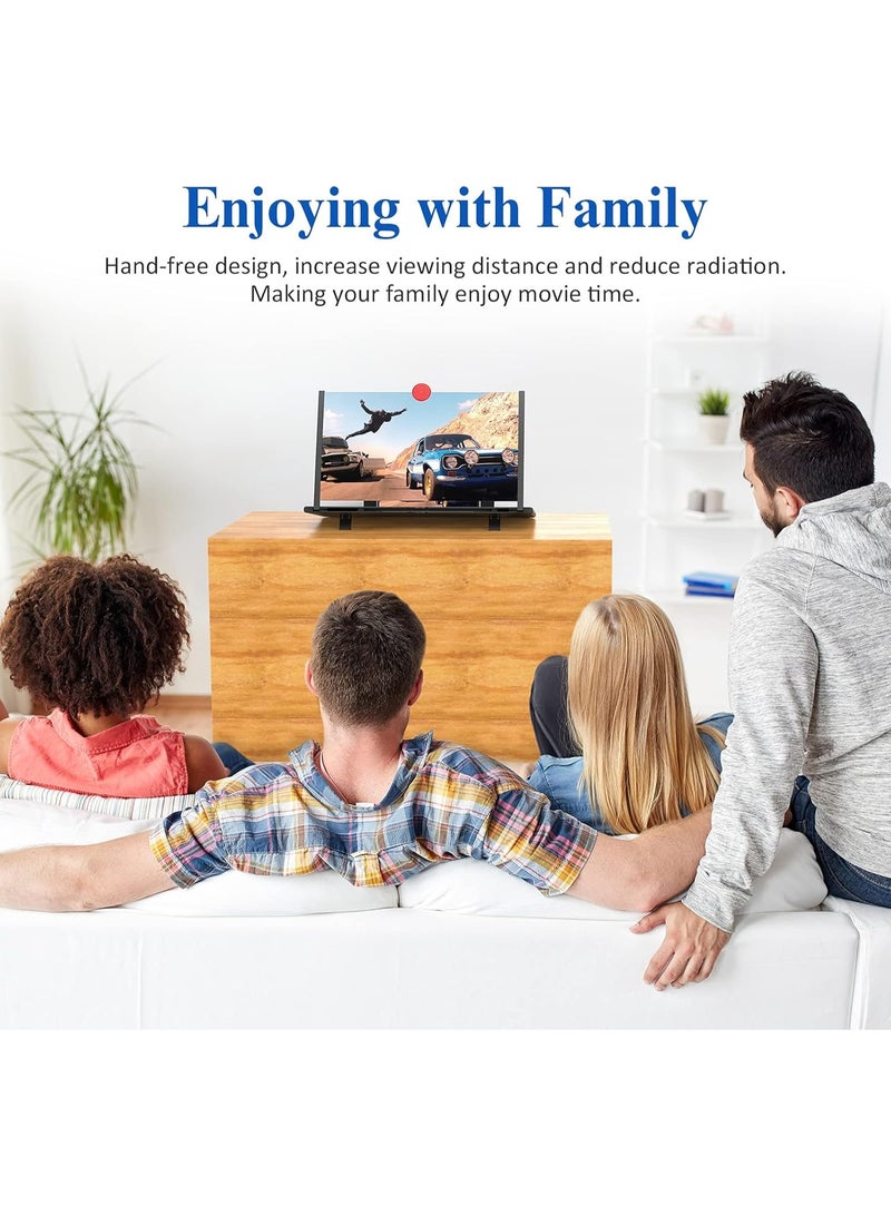 12 "مكبر الشاشة -3D HD مكبر الهاتف المحمول بروجيكتور مكبر الشاشة للأفلام والفيديو والألعاب -قابلة للطي الهاتف الخلوي الوقوف مع مكبر الشاشة -يدعم جميع الهواتف الذكية (الأسود-12 بوصة) - Image 5