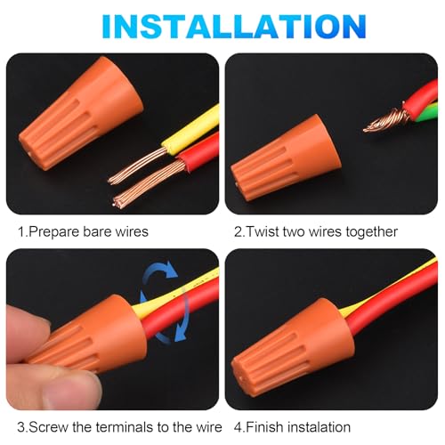 XHF UL Listed 45Pcs Red 22-10AWG Wire Connector Nuts, Wire Caps for Quick Connection Max. 2#10 w/2#12 w/2#14 Min.2#16 - Image 5