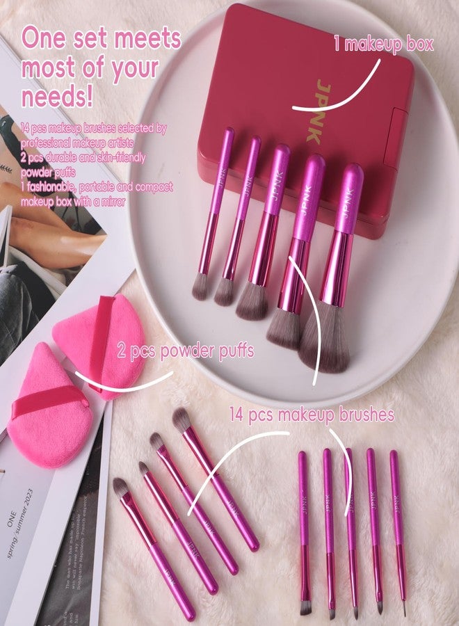 JPNK Travel Makeup Brush Set Foundation Powder Concealers Eye Shadows Makeup Set with 5X Magnifying Mirror Box - Image 5