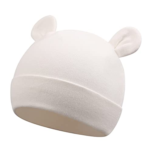 JANGANNSA Cotton Newborn Baby Girls Hat Spring Newborn Boys Hat Cute Rabbit Infant Beanie (White+Pink+Khaki(Premiee/Newborn)) - Image 2