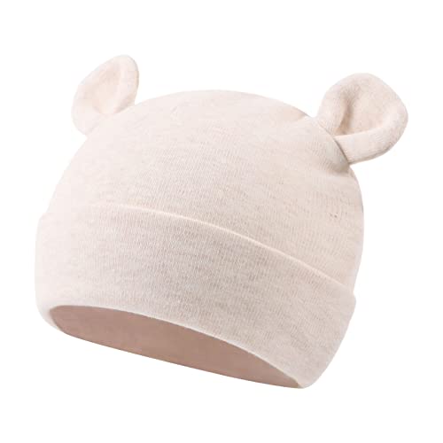 JANGANNSA Cotton Newborn Baby Girls Hat Spring Newborn Boys Hat Cute Rabbit Infant Beanie (White+Pink+Khaki(Premiee/Newborn)) - Image 3