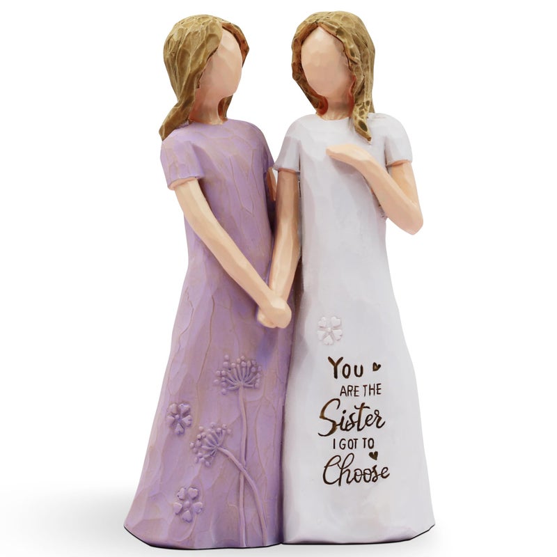 BORLESTA Friend Gifts for Women Gifts for Friends Women Friendship Gift for Women Sister Gifts Friend Sister Birthday Gift Bestie Gift for Women Friend HandPainted Figure Purple - Image 2