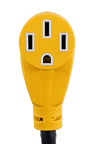 Camco PowerGrip Camper/RV Generator Adapter | Features a 4-Prong L14-30 Male End and a Standard 50-Amp Female End | Rated for 125/250 Volts & 7500 Watts (55422) - Image 3