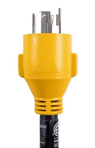 Camco PowerGrip Camper/RV Generator Adapter | Features a 4-Prong L14-30 Male End and a Standard 50-Amp Female End | Rated for 125/250 Volts & 7500 Watts (55422) - Image 4