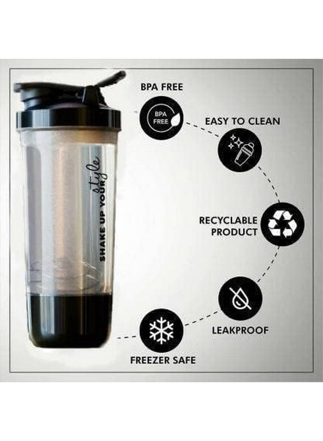 Dareesa Dareesa Shaker Bottle, 100% Leak Proof BPA Free Gym Shaker Pro Cyclone Shaker 600ml with Storage Compartment and Stainless Steel Blender Ball, Ideal for Protein (Multi Colour)  - Image 3