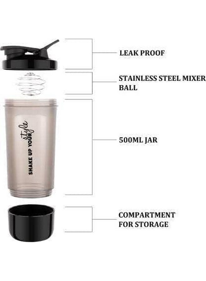 Dareesa Dareesa Shaker Bottle, 100% Leak Proof BPA Free Gym Shaker Pro Cyclone Shaker 600ml with Storage Compartment and Stainless Steel Blender Ball, Ideal for Protein (Multi Colour)  - Image 4
