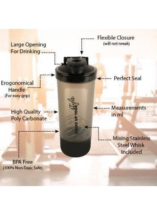 Dareesa Dareesa Shaker Bottle, 100% Leak Proof BPA Free Gym Shaker Pro Cyclone Shaker 600ml with Storage Compartment and Stainless Steel Blender Ball, Ideal for Protein (Multi Colour)  - Image 5