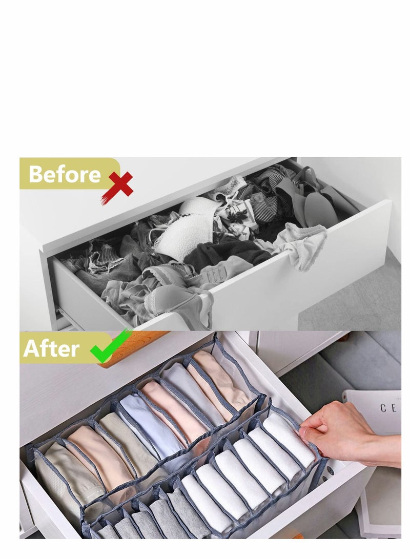 Y&D Sock Drawer Organizer Divider, Underwear Organizer, 11 Cell Collapsible Closet Cabinet Storage Boxes for Storing Socks, Bra, Handkerchiefs, Ties, Belts, 2Pcs  - Image 4