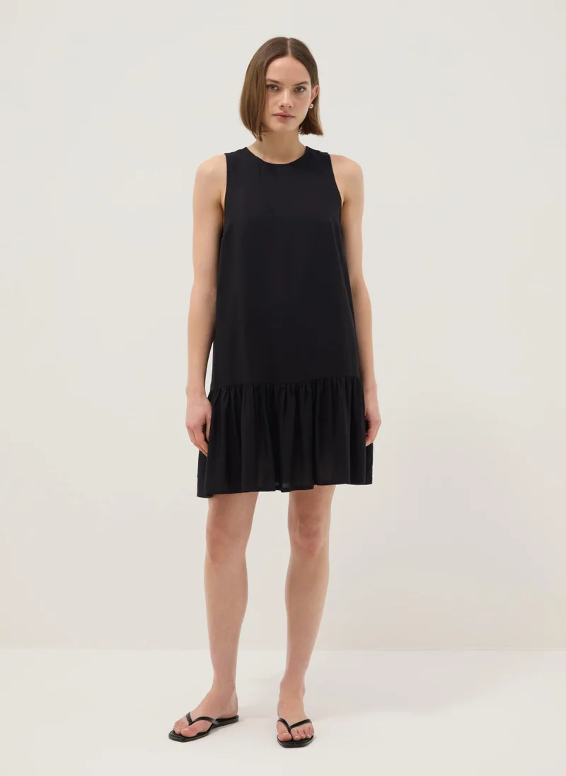 او في اس OVS Sleeveless Pure Viscose Black Dress, Regular Fit