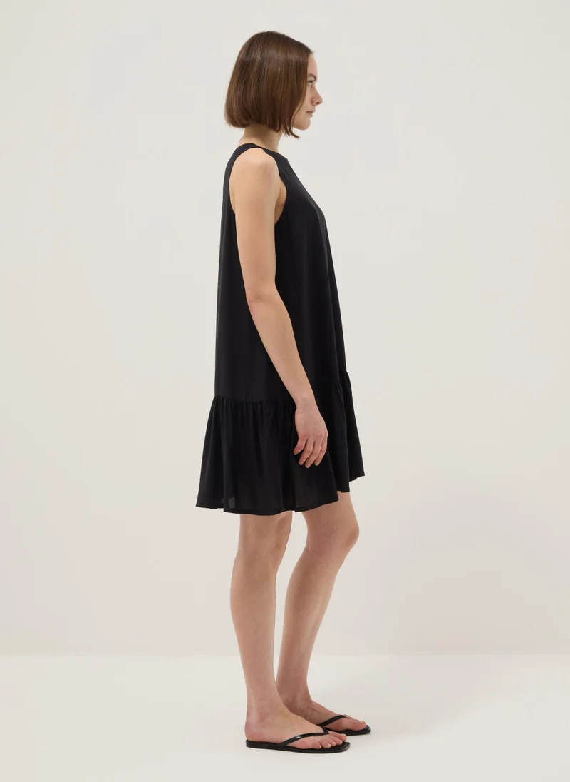 او في اس OVS Sleeveless Pure Viscose Black Dress, Regular Fit