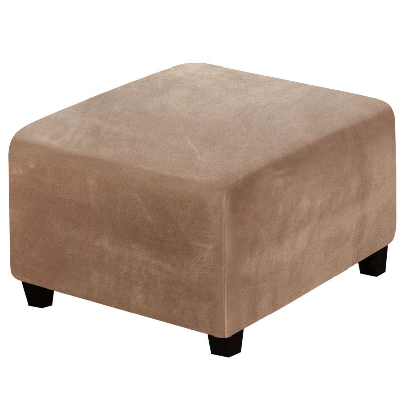 H.VERSAILTEX HVERSAILTEX Square Ottoman Covers Ottoman Slipcover Square Footstool Protector Covers Storage Stool Ottoman Covers Stretch with Elastic Bottom Feature Real Velvet Plush Fabric Camel 