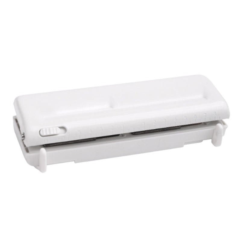 6-Hole Paper Punch: Adjustable Spacing Removable Scale 10-Sheet Capacity, Sturdy All-Metal Paint Body - Chip Drawer Mess Prevention Hole Puncher for A4 A5 A6 A7 B5 Personal Paper Office Home Use - Image 1
