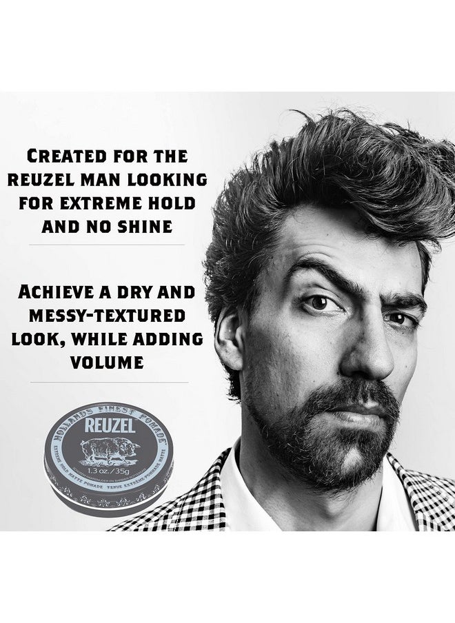 Reuzel REUZEL Extreme Hold Matte Pomade, Strongest All Day Hold, Water Soluble Styling, No Shine & Flake Free, Easy To Wash Out, For and Hairstyles, 1.3 oz  - Image 2