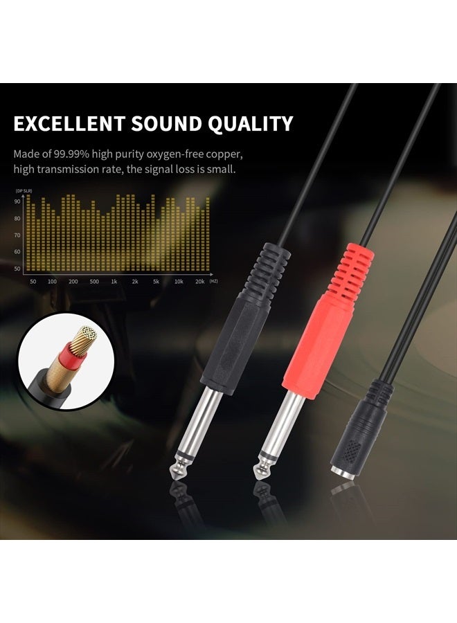 Poyiccot 3.5mm to 1/4 Adapter Cable,1/4 Mono to 3.5mm Stereo Adapter, 1/8 to 1/4 Splitter Cable, 3.5mm 1/8 TRS Female to Dual 6.35mm 1/4 TS Male Stereo to Mono Y Splitter Cable, 20cm/8inch - Image 2