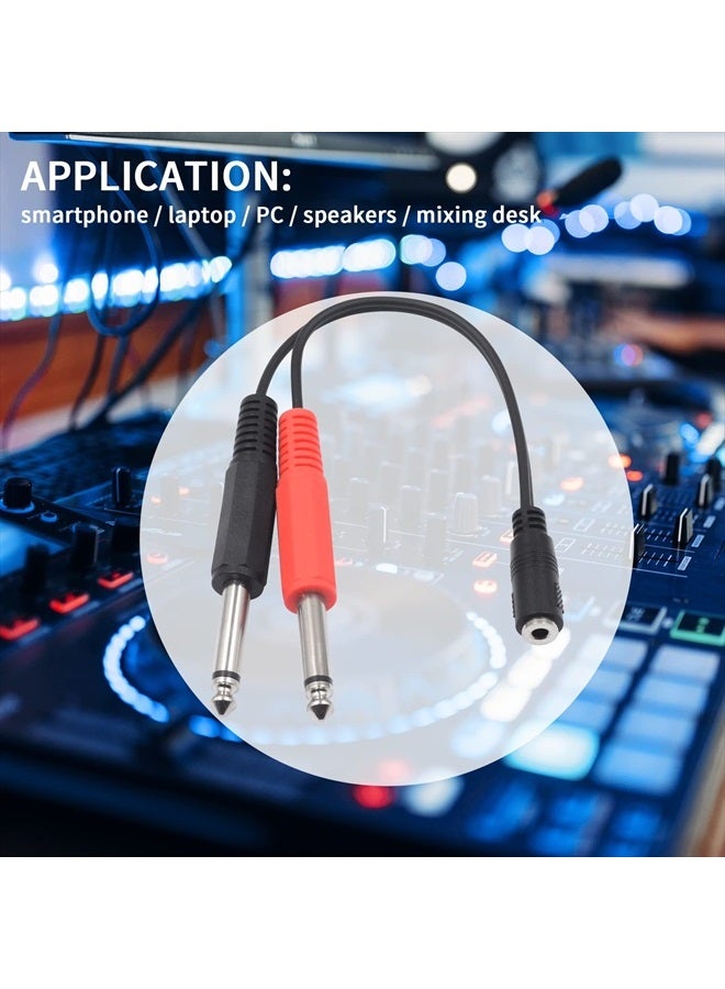 Poyiccot 3.5mm to 1/4 Adapter Cable,1/4 Mono to 3.5mm Stereo Adapter, 1/8 to 1/4 Splitter Cable, 3.5mm 1/8 TRS Female to Dual 6.35mm 1/4 TS Male Stereo to Mono Y Splitter Cable, 20cm/8inch - Image 4