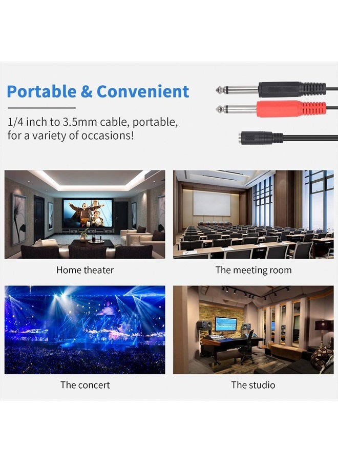 Poyiccot 3.5mm to 1/4 Adapter Cable,1/4 Mono to 3.5mm Stereo Adapter, 1/8 to 1/4 Splitter Cable, 3.5mm 1/8 TRS Female to Dual 6.35mm 1/4 TS Male Stereo to Mono Y Splitter Cable, 20cm/8inch - Image 3