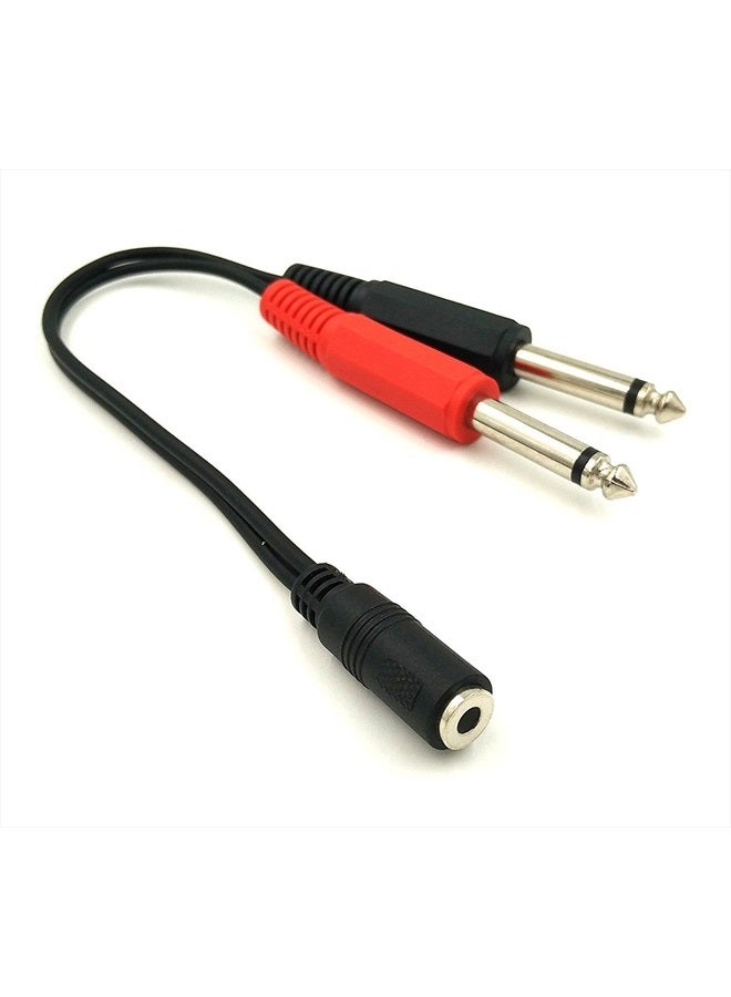 Poyiccot 3.5mm to 1/4 Adapter Cable,1/4 Mono to 3.5mm Stereo Adapter, 1/8 to 1/4 Splitter Cable, 3.5mm 1/8 TRS Female to Dual 6.35mm 1/4 TS Male Stereo to Mono Y Splitter Cable, 20cm/8inch - Image 1