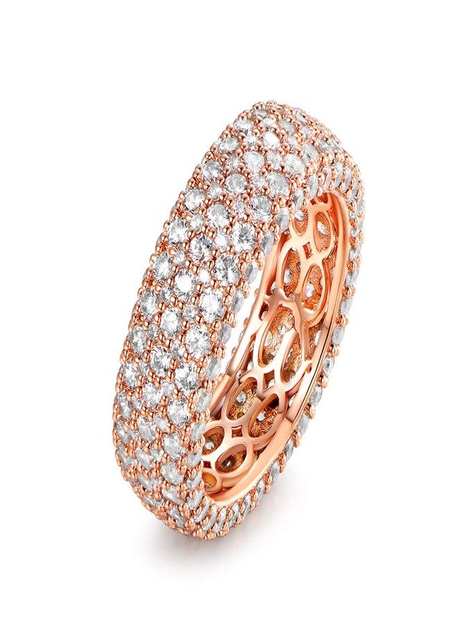 Barzel Women's Wide Eternity Ring Wedding Band - 18k White or Rose Gold Plated Wide Band Cubic Zirconia Eternity Ring, 6, Metal, Cubic Zirconia - Image 1