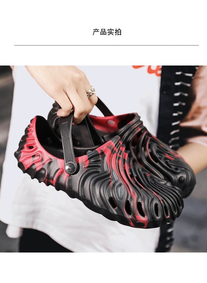 NIBEMINENT Trendy Fingerprint Slippers Thick Bottom Lightweight Beach Shoes Anti-Slip Outdoor Wear Couple Style Casual Sandals  - Image 4