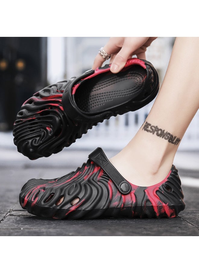 NIBEMINENT Trendy Fingerprint Slippers Thick Bottom Lightweight Beach Shoes Anti-Slip Outdoor Wear Couple Style Casual Sandals  - Image 3