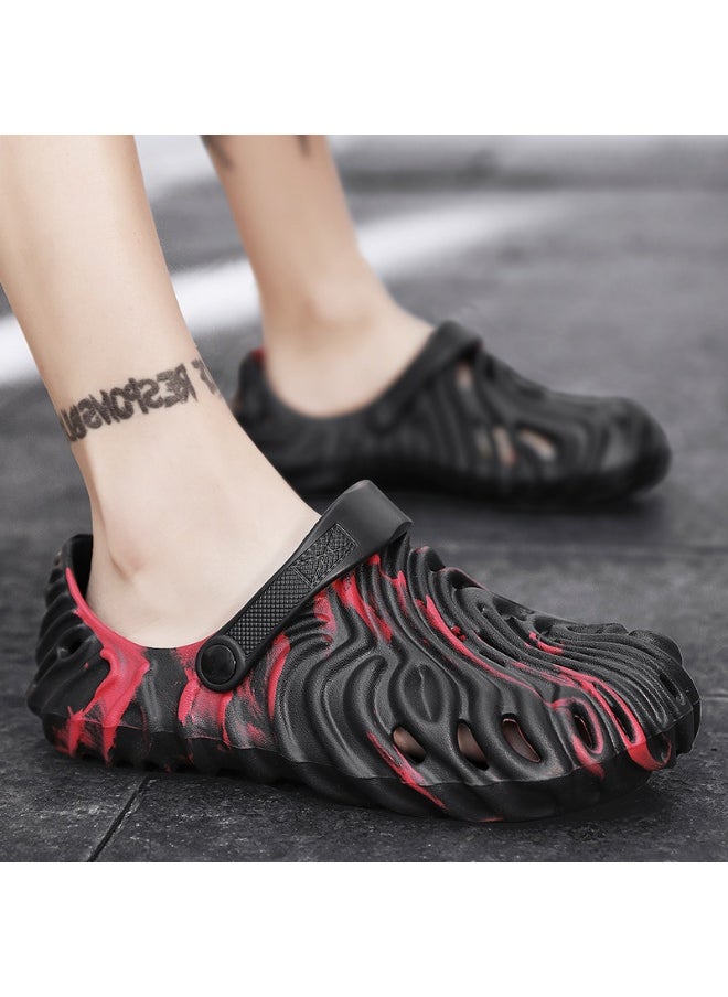 NIBEMINENT Trendy Fingerprint Slippers Thick Bottom Lightweight Beach Shoes Anti-Slip Outdoor Wear Couple Style Casual Sandals  - Image 2