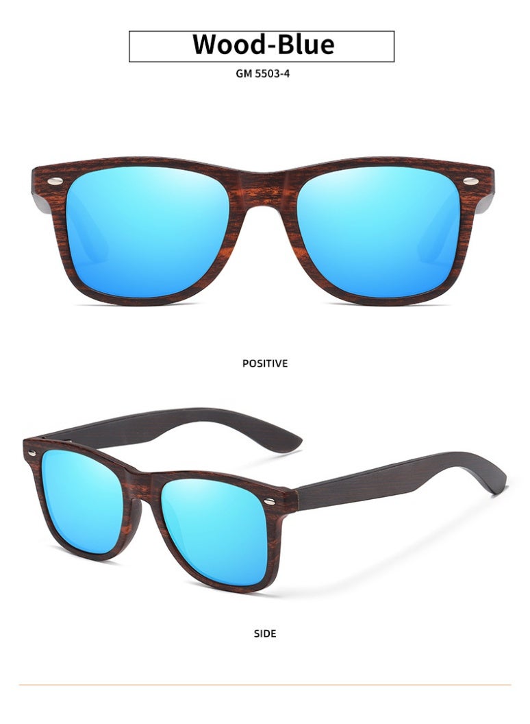 Wood Bamboo Polarized Sunglasses for Men Women, UV400 Protection with Patterned Temples & Spring Hinge - Image 3