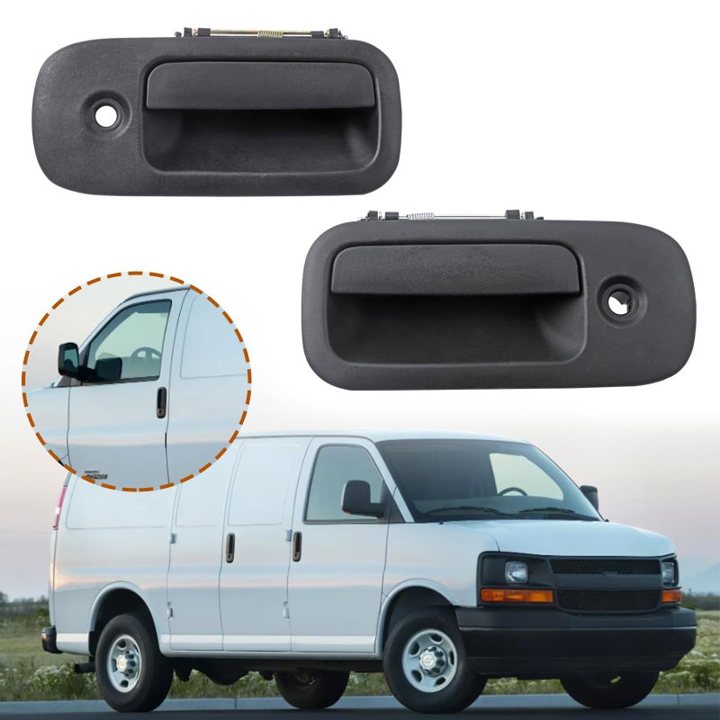 Dtomi Exterior Door Handle Set Front Driver Passenger Side Compatible with Chevy GMC Vehicle Express Savana 1500 2500 3500 Van 19962009 Replace 79320 79321 10359093 2PCS