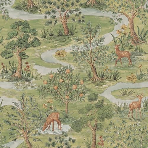 NuWallpaper Chris Loves Julia x NuWallpaper Bramble Forest Peel and Stick Wallpaper Forest Green Botanical Removable Contact Paper for Walls Self Adhesive Wall Covering for Bedroom Living Room Accent Wall - Image 1