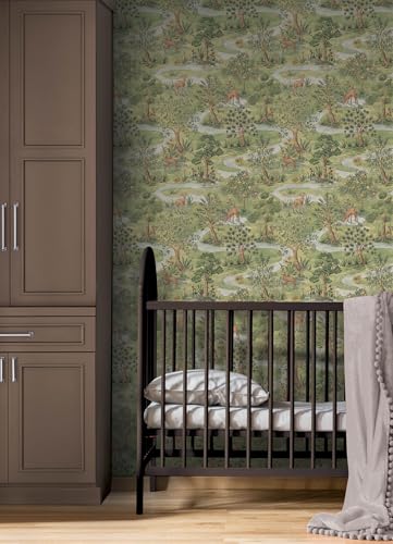 NuWallpaper Chris Loves Julia x NuWallpaper Bramble Forest Peel and Stick Wallpaper Forest Green Botanical Removable Contact Paper for Walls Self Adhesive Wall Covering for Bedroom Living Room Accent Wall - Image 3