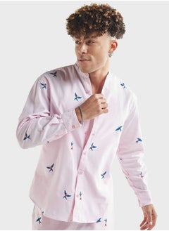 Bird Print Relaxed Fit Shirt