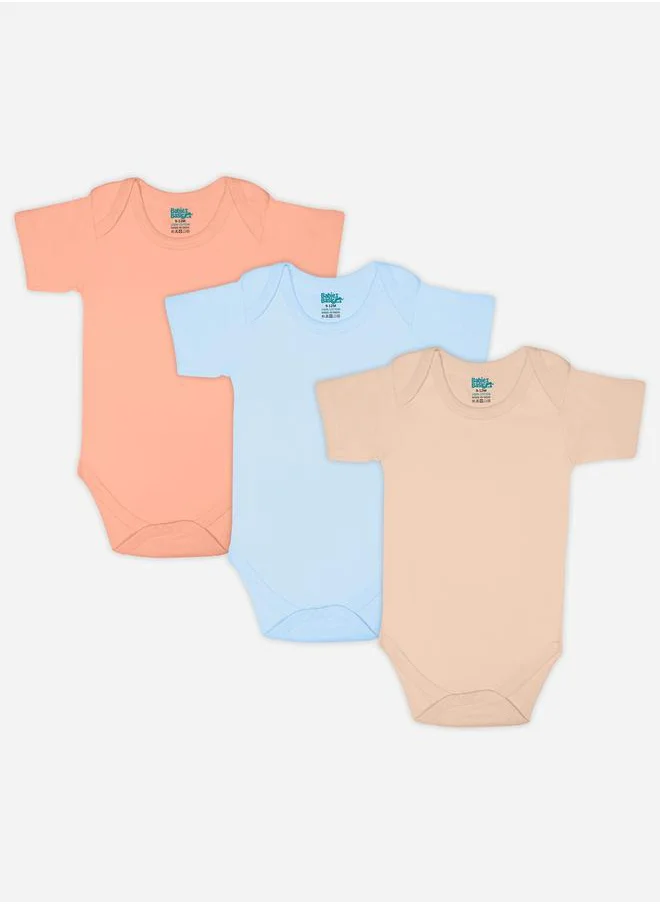 Babies Basic Pack of 3 - Solid Combed Cotton Short Sleeve Bodysuit