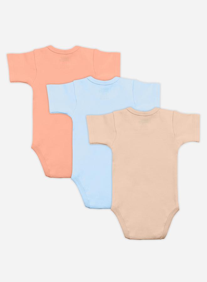 Babies Basic Pack of 3 - Solid Combed Cotton Short Sleeve Bodysuit - Image 2