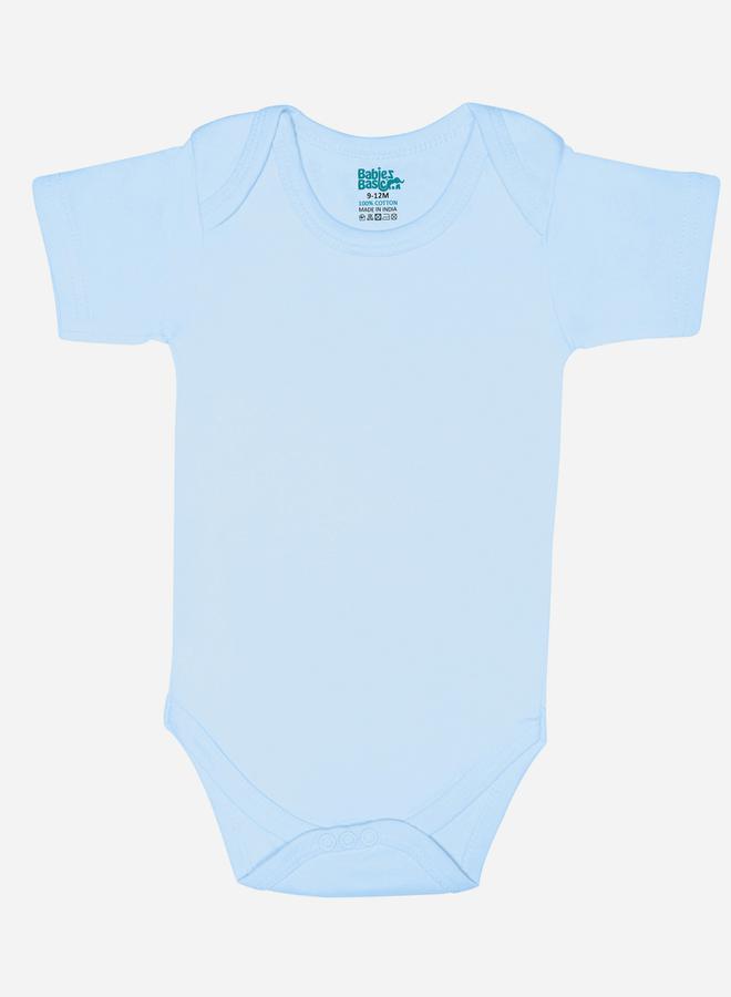 Babies Basic Pack of 3 - Solid Combed Cotton Short Sleeve Bodysuit - Image 4