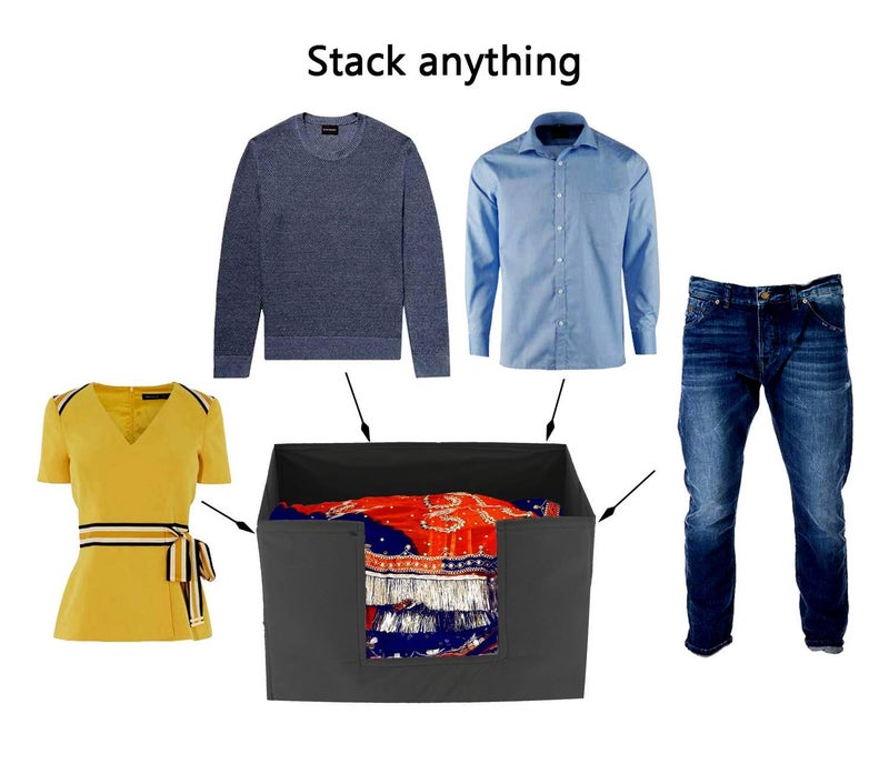 Kuber Industries Heart Home Multiuses NonWoven Closet Organizer Storage Bin Shelf Storage Oragnizer With Handle BlackHS43HEARTH26351 - Image 5