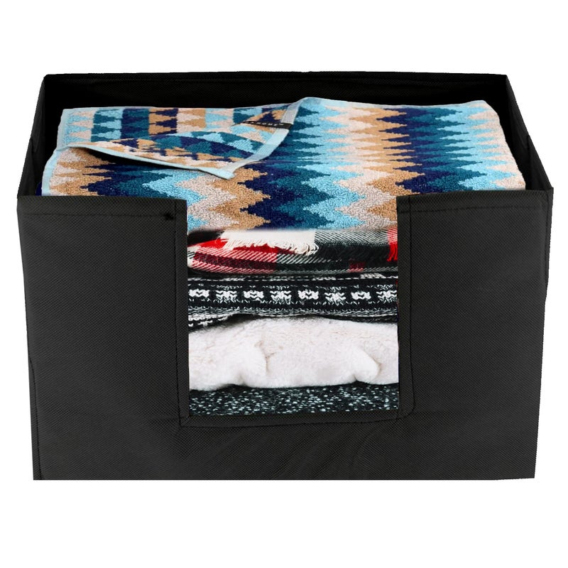 Kuber Industries Heart Home Multiuses NonWoven Closet Organizer Storage Bin Shelf Storage Oragnizer With Handle BlackHS43HEARTH26351 - Image 3