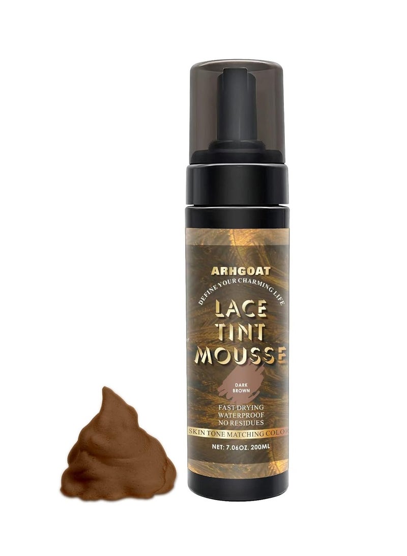 ARHGOAT Premium Lace Tint Mousse, 7.06 Ounces (Dark Brown), Waterproof, Fast Drying, No Residues, High Viscosity for All of Hair Types including Wigs, Alcohol Free, Parabens Free, Material Type: Foam - Image 1