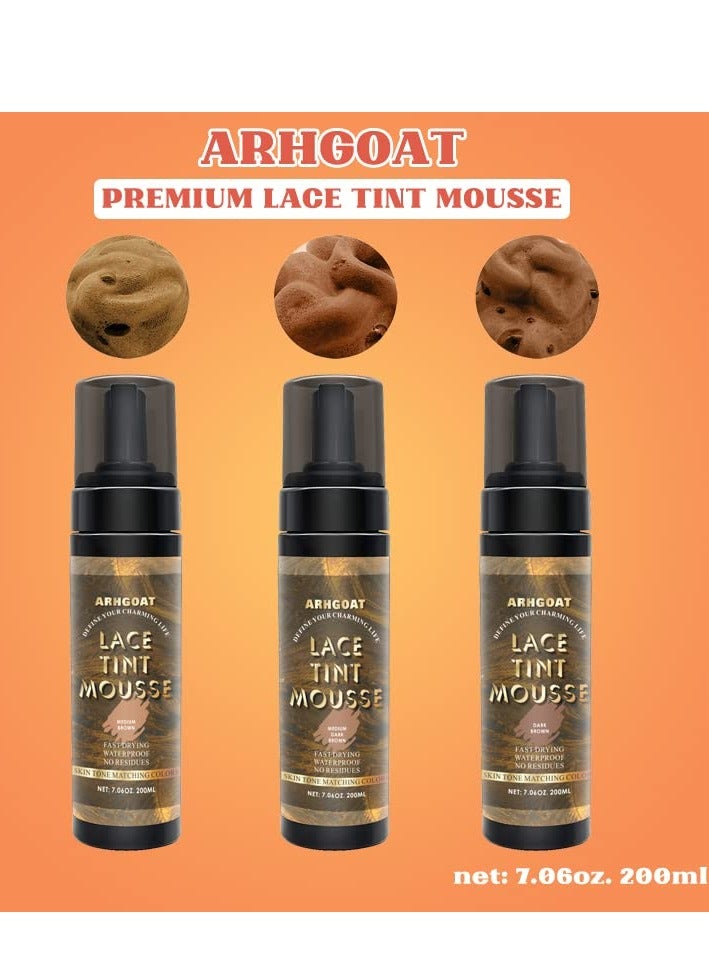 ARHGOAT Premium Lace Tint Mousse, 7.06 Ounces (Dark Brown), Waterproof, Fast Drying, No Residues, High Viscosity for All of Hair Types including Wigs, Alcohol Free, Parabens Free, Material Type: Foam - Image 3
