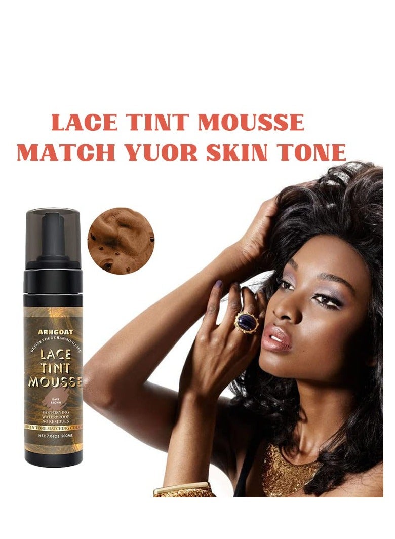 ARHGOAT Premium Lace Tint Mousse, 7.06 Ounces (Dark Brown), Waterproof, Fast Drying, No Residues, High Viscosity for All of Hair Types including Wigs, Alcohol Free, Parabens Free, Material Type: Foam - Image 2