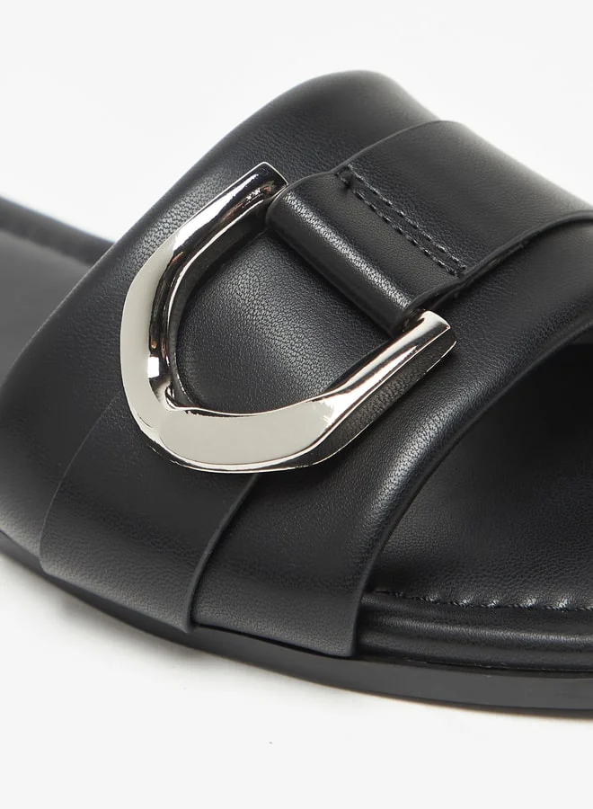 Celeste Women Solid Slip On Sandals with Metal Accent
